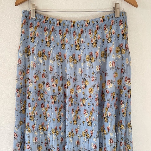 NASHALYLY Women's Chiffon Maxi Skirt - High Waist Pleated A-Line, Floral Print, Elastic Waistband - View #8